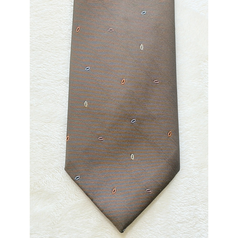 Beau Brummell Brown Vintage 60s Embroidered Silk Blend Tie Men OS Excellent
